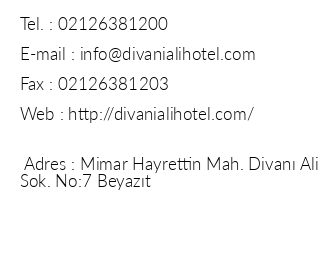 Divani Ali Hotel iletiim bilgileri